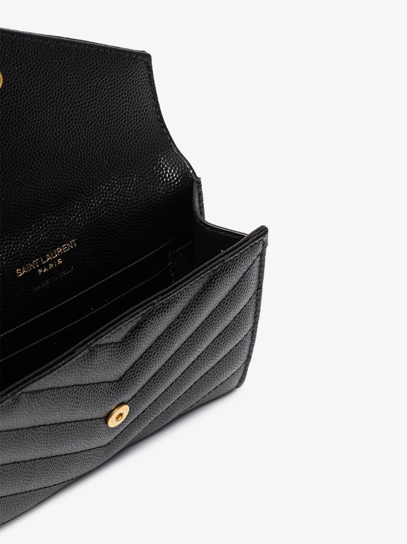 Black Logo Leather Enveloped Wallet