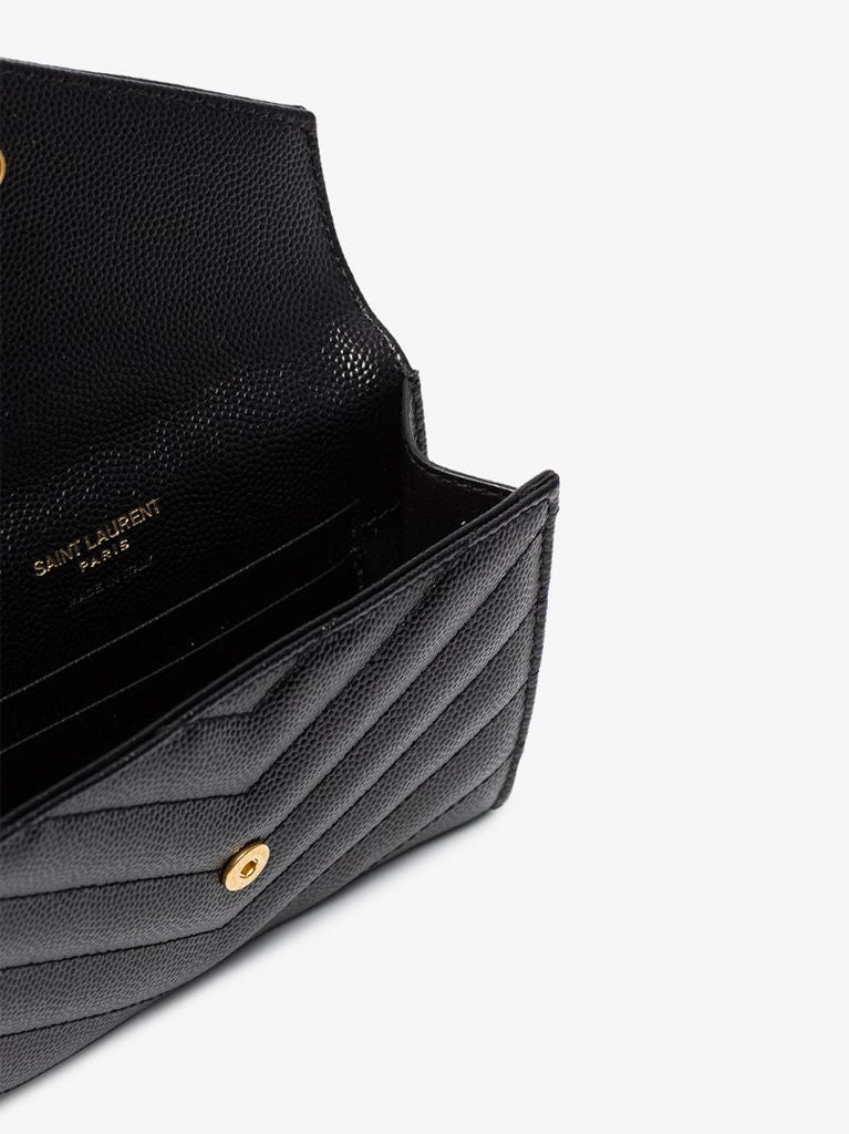Black Logo Leather Enveloped Wallet