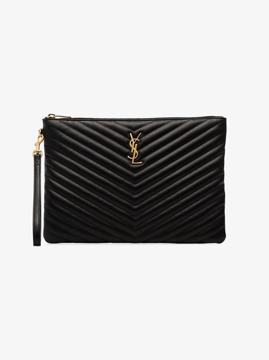 Black Monogram MatelassÃ_x0083_Â© Leather Clutch Bag