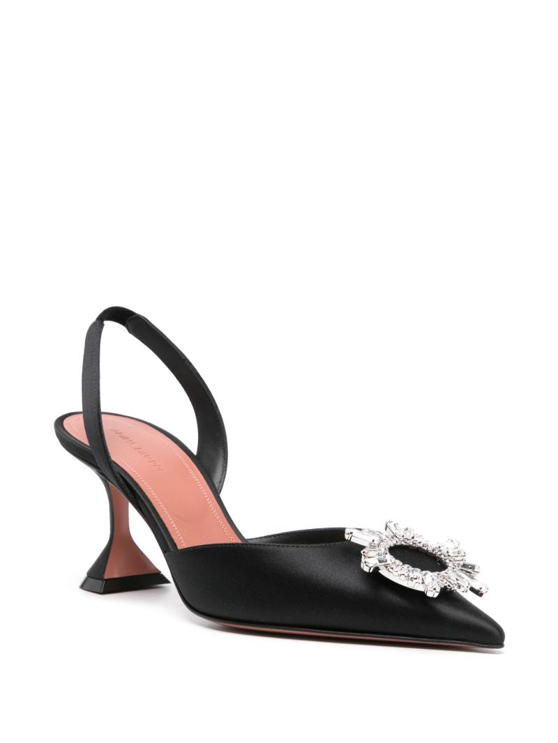 Black Begum 70 Satin Crystal Buckle Slingbacks