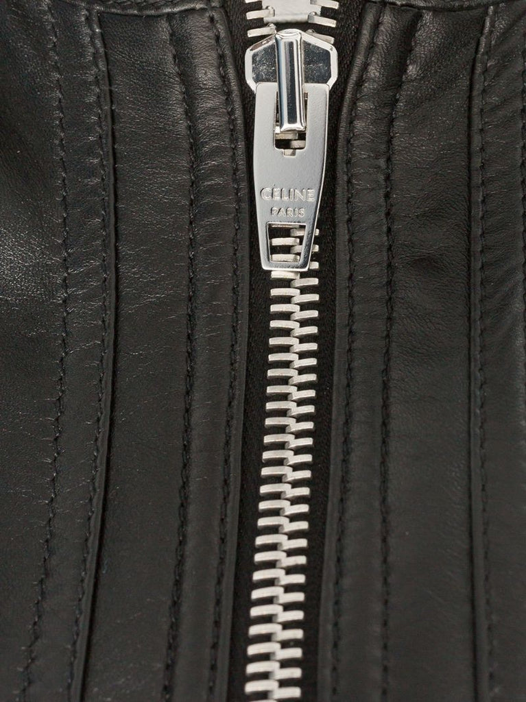Belted Zip Detail Leather Jumpsuit
