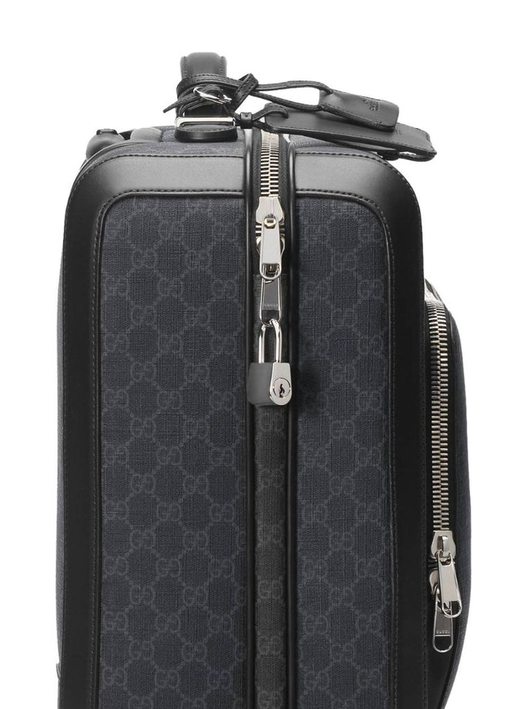 Black Gg Supreme Leather Suitcase