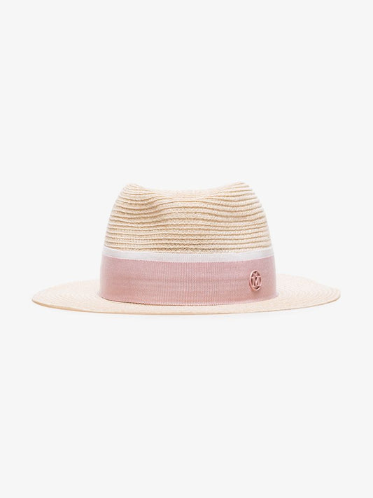 Pink Logo Embellished Straw Hat