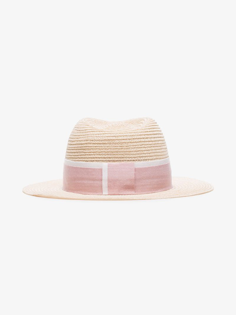 Pink Logo Embellished Straw Hat