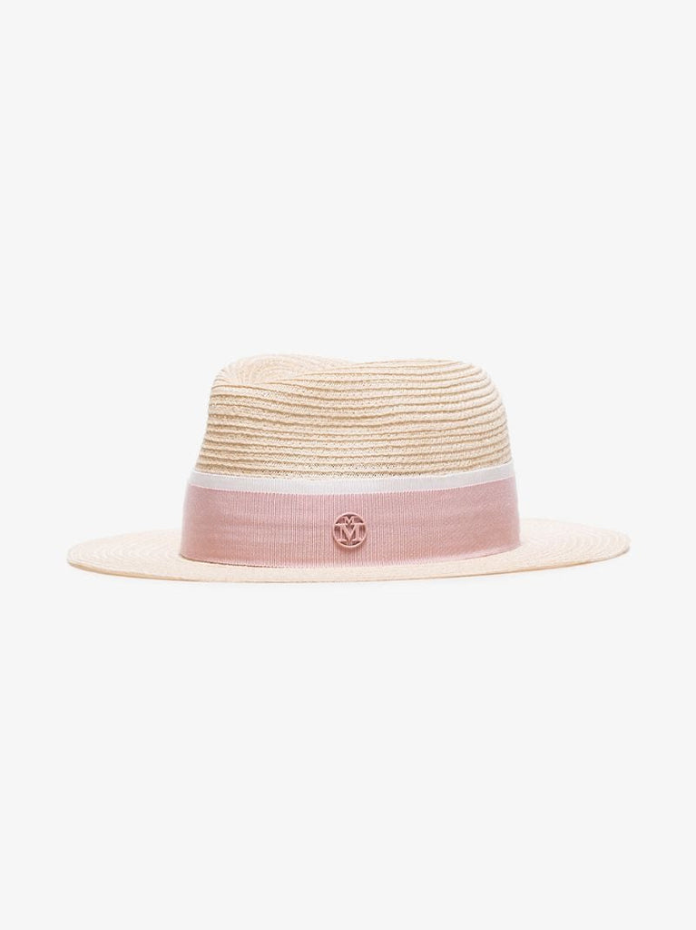Pink Logo Embellished Straw Hat