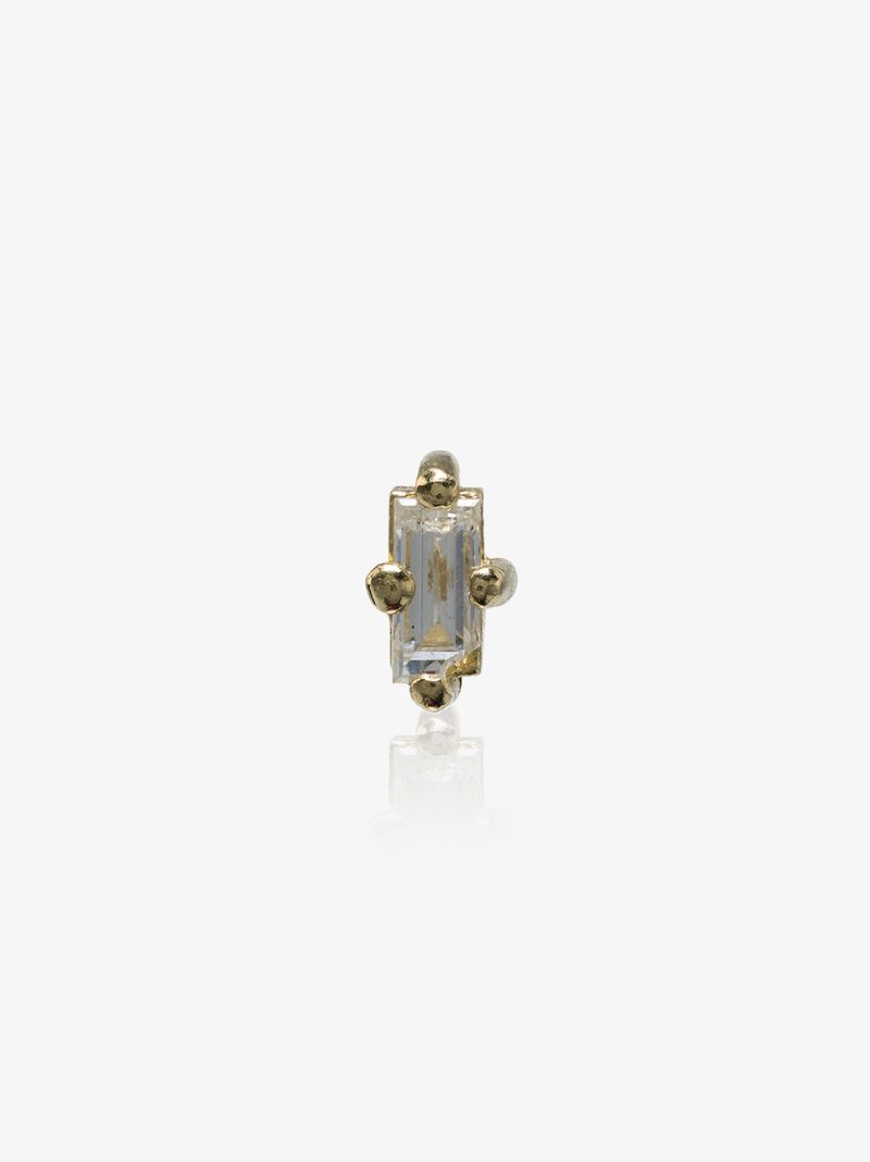 18k Yellow Gold White Diamond Stud Earring