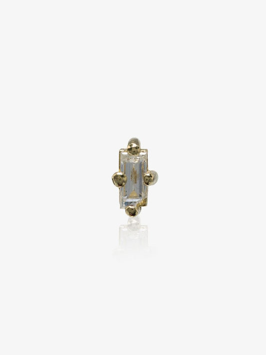 18k Yellow Gold White Diamond Stud Earring