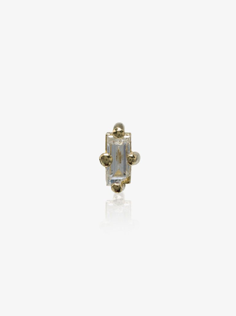 18k Yellow Gold White Diamond Stud Earring