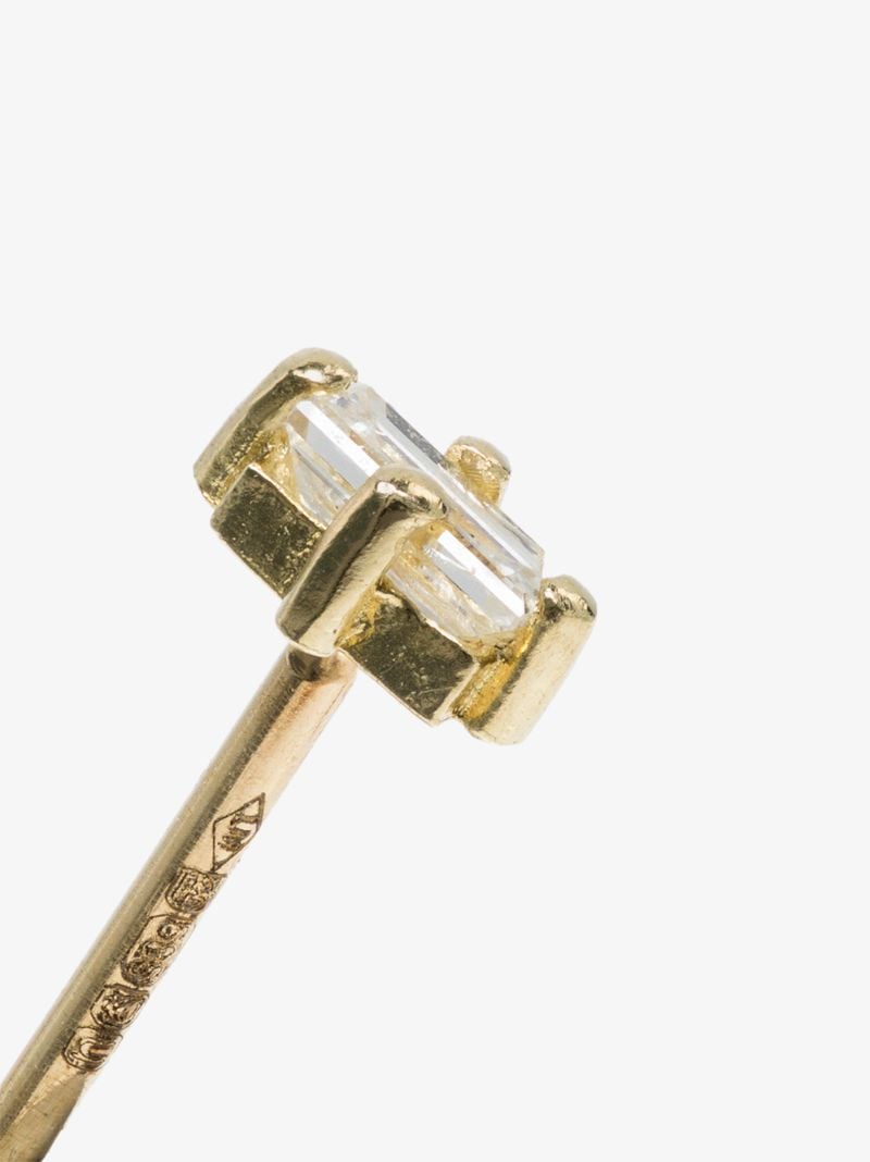 18k Yellow Gold White Diamond Stud Earring