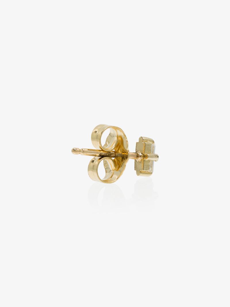18k Yellow Gold White Diamond Stud Earring