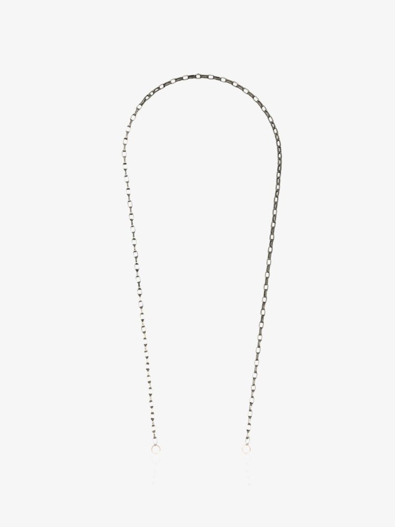 Blackened Silver and 14k Rose Gold Biker Chain 24 Inch Necklace