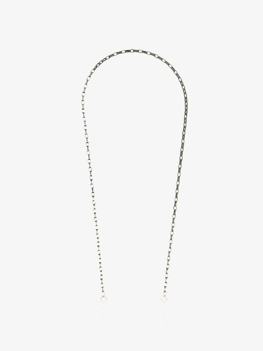 Blackened Silver and 14k Rose Gold Biker Chain 24 Inch Necklace