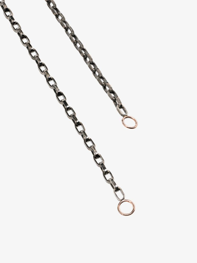 Blackened Silver and 14k Rose Gold Biker Chain 24 Inch Necklace
