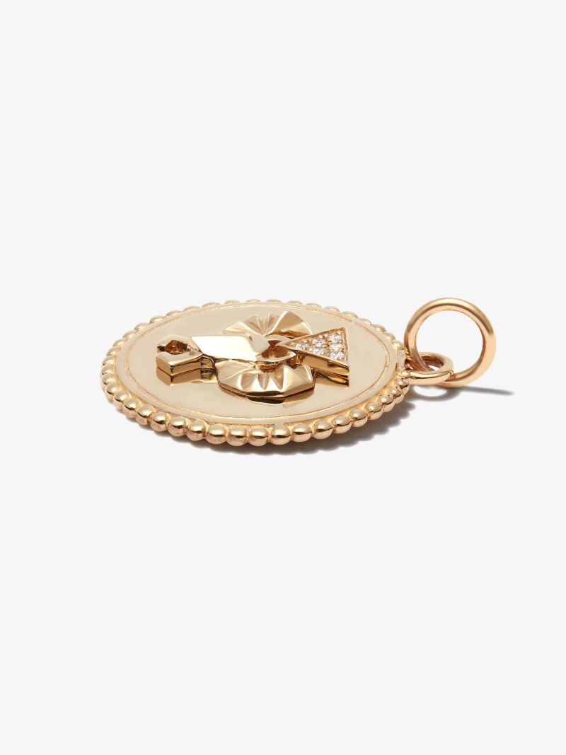 18k Yellow Gold Protection Baby Diamond Medallion Charm
