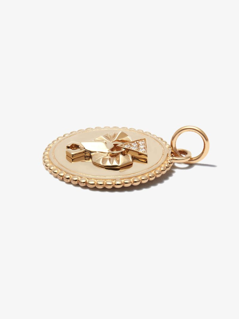 18k Yellow Gold Protection Baby Diamond Medallion Charm