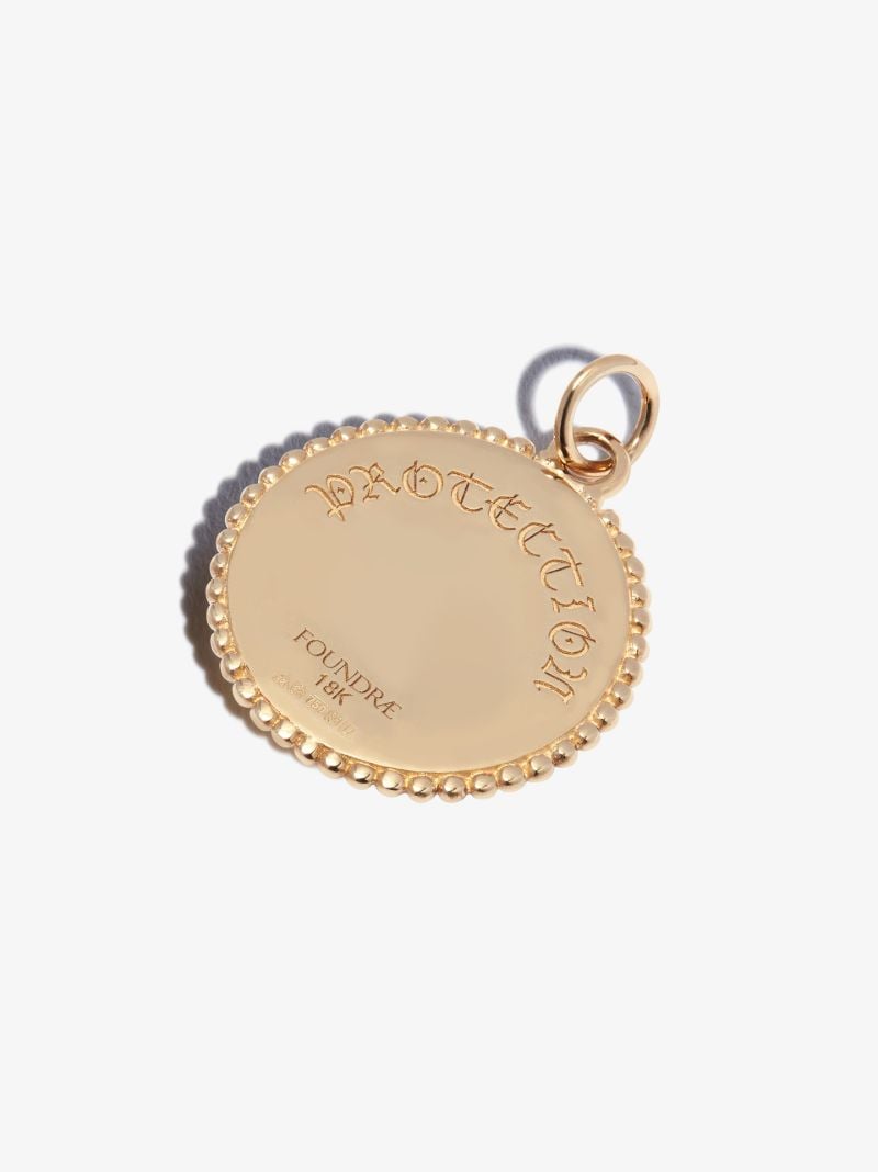 18k Yellow Gold Protection Baby Diamond Medallion Charm