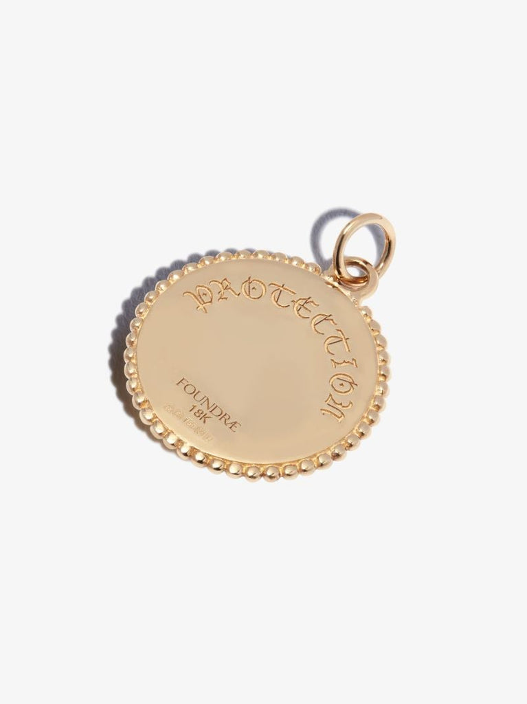 18k Yellow Gold Protection Baby Diamond Medallion Charm