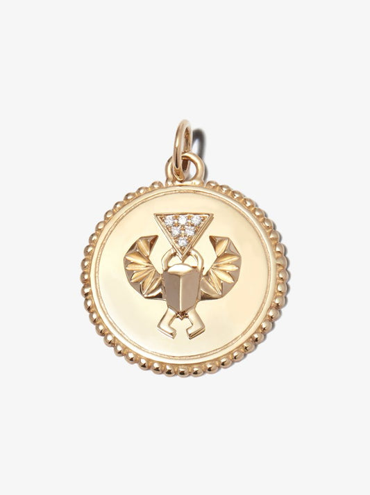 18k Yellow Gold Protection Baby Diamond Medallion Charm