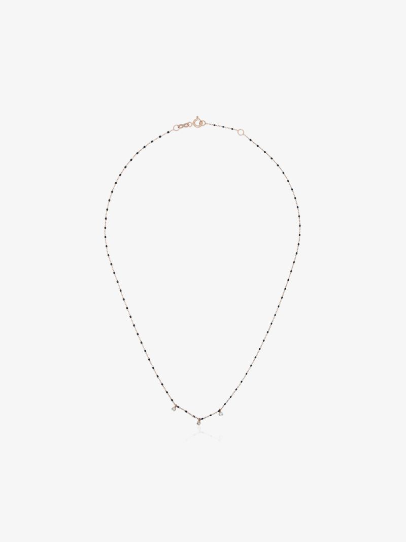 18k Yellow Gold Beaded Diamond Necklace