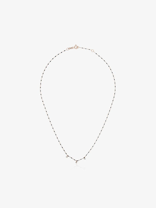 18k Yellow Gold Beaded Diamond Necklace