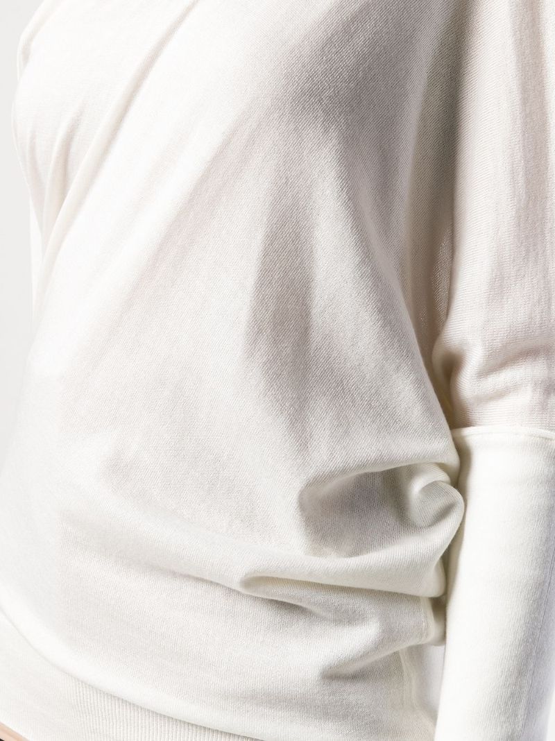 White One-shoulder Ruched Jumper