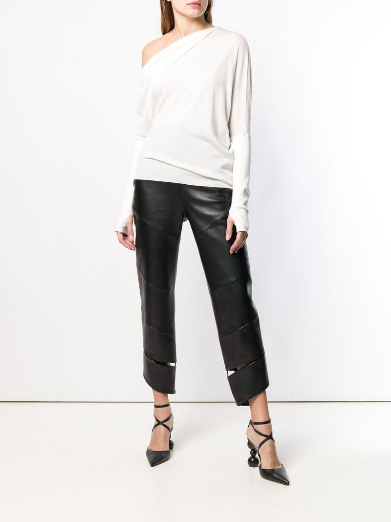 White One-shoulder Ruched Jumper