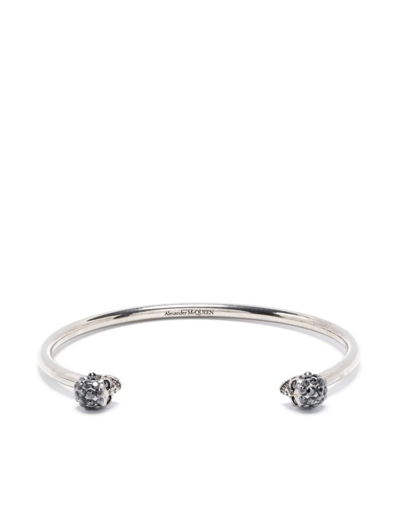 Silver-tone Crystal Skull Cuff Bracelet