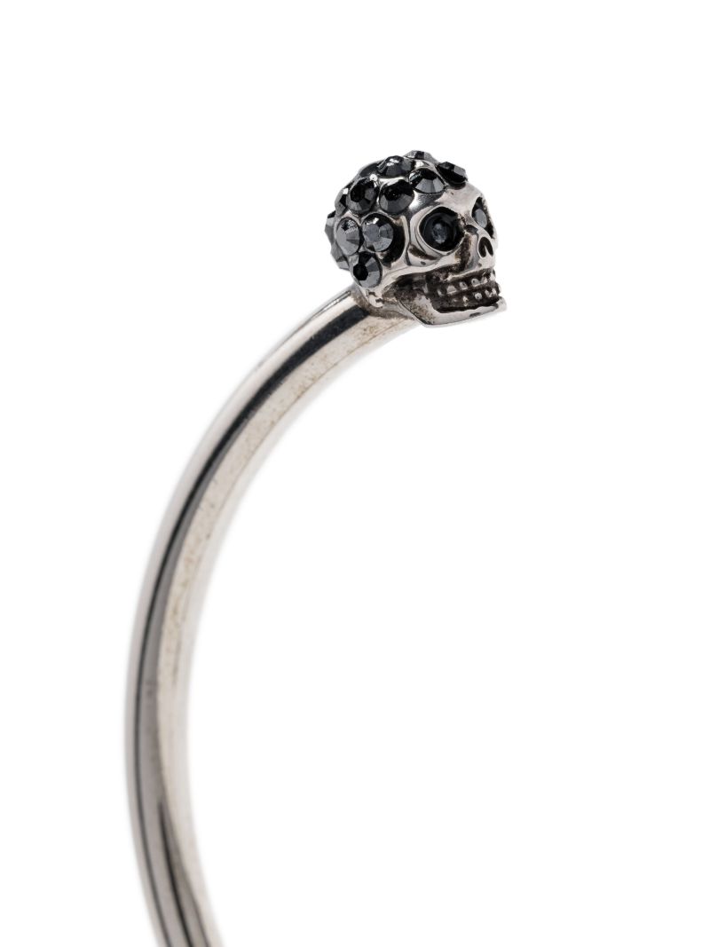 Silver-tone Crystal Skull Cuff Bracelet