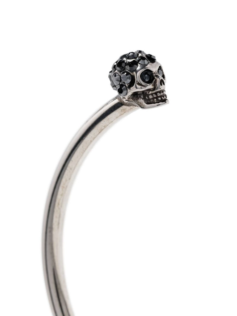 Silver-tone Crystal Skull Cuff Bracelet
