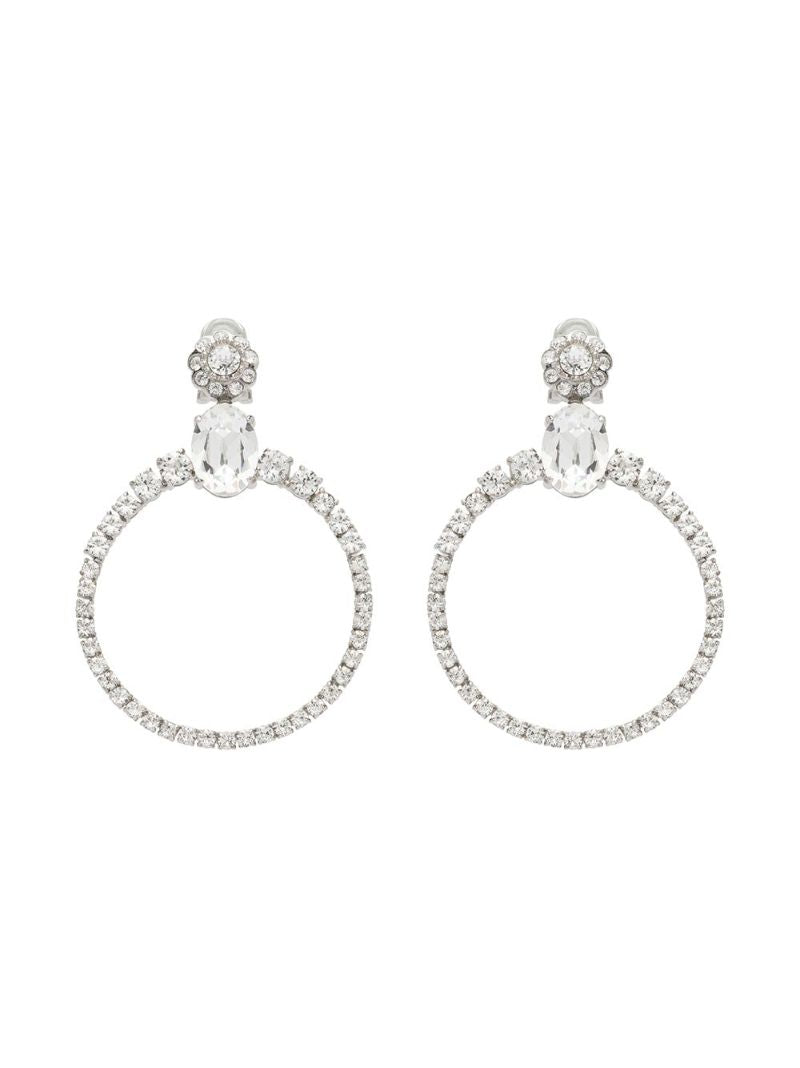 Silver Tone Crystal Hoop Earrings