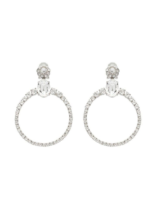 Silver Tone Crystal Hoop Earrings