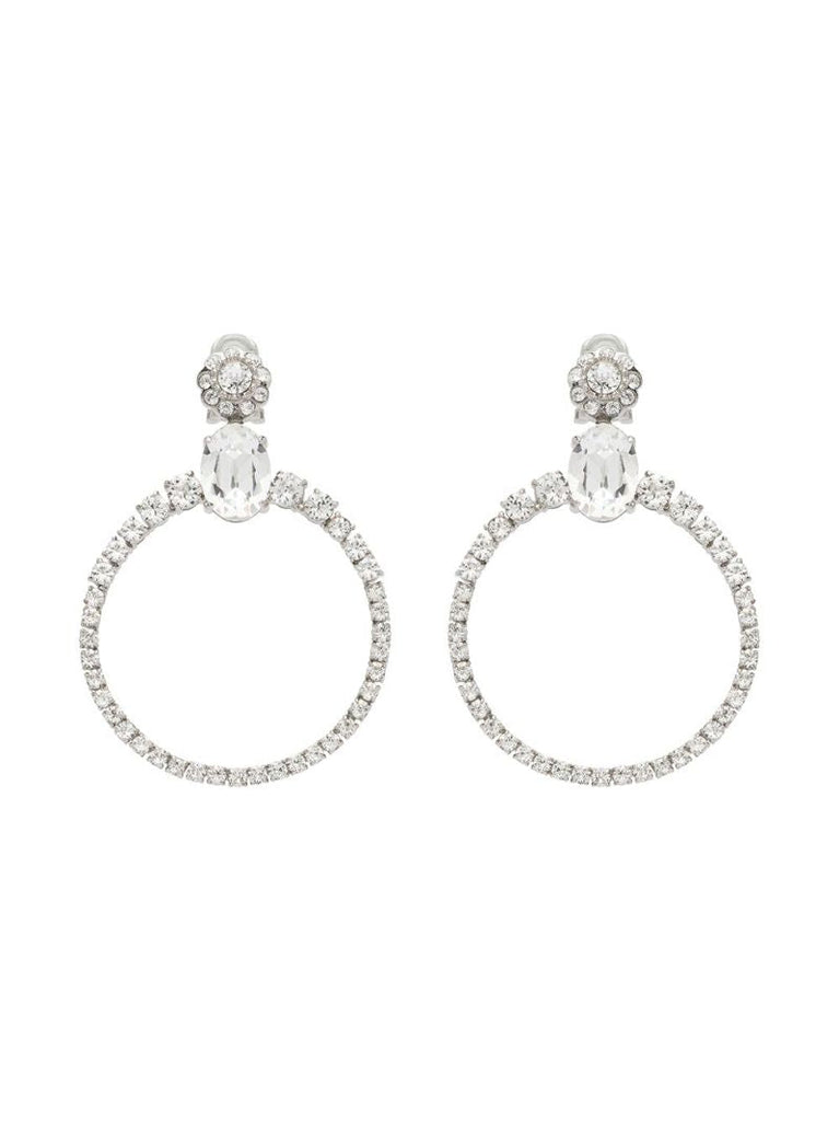 Silver Tone Crystal Hoop Earrings