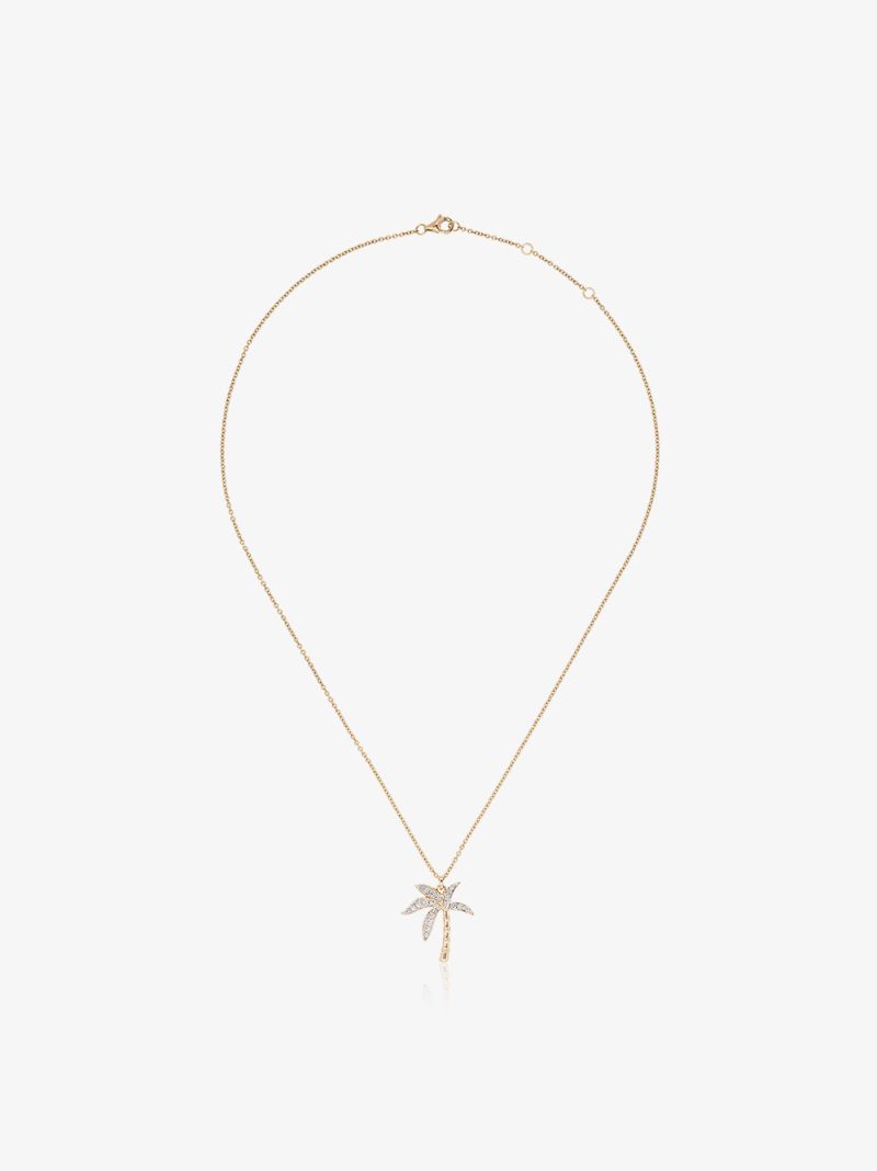 18k Yellow Gold and Diamond Palm Tree Necklace