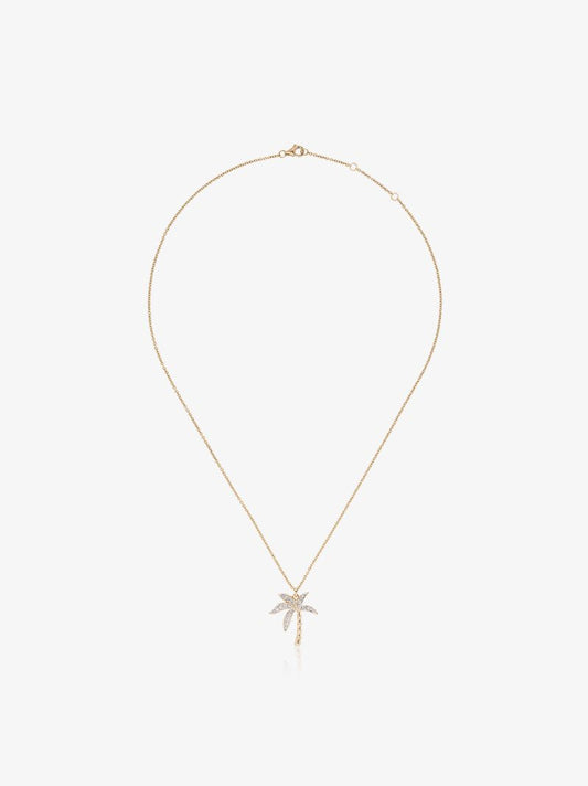 18k Yellow Gold and Diamond Palm Tree Necklace