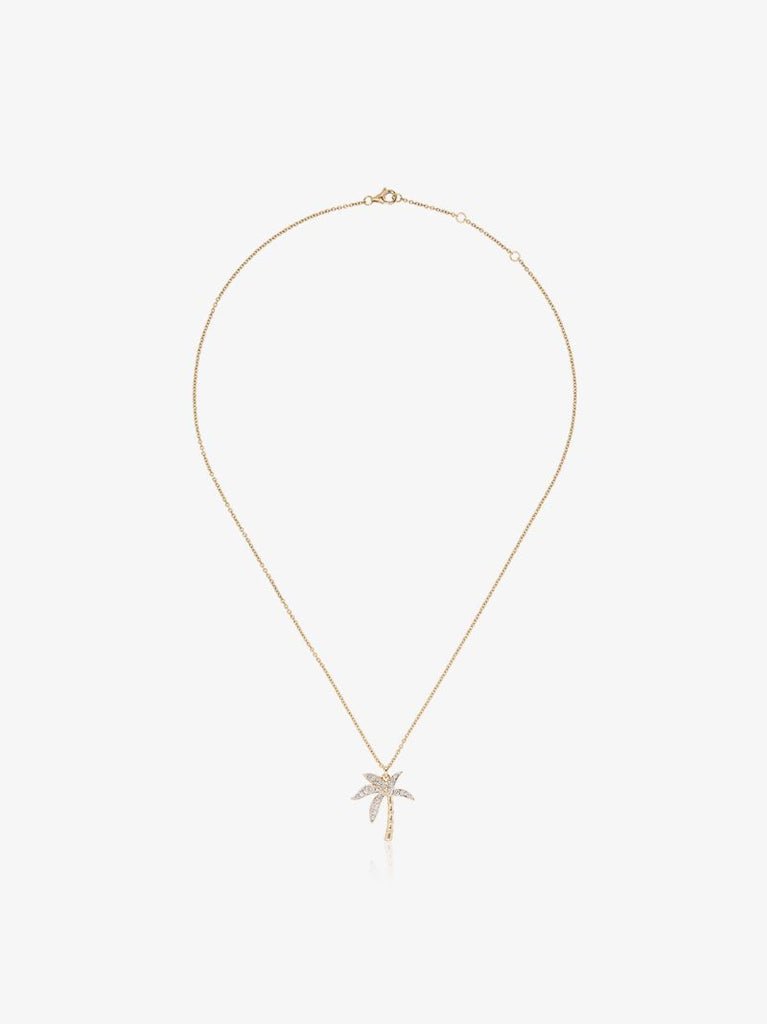 18k Yellow Gold and Diamond Palm Tree Necklace