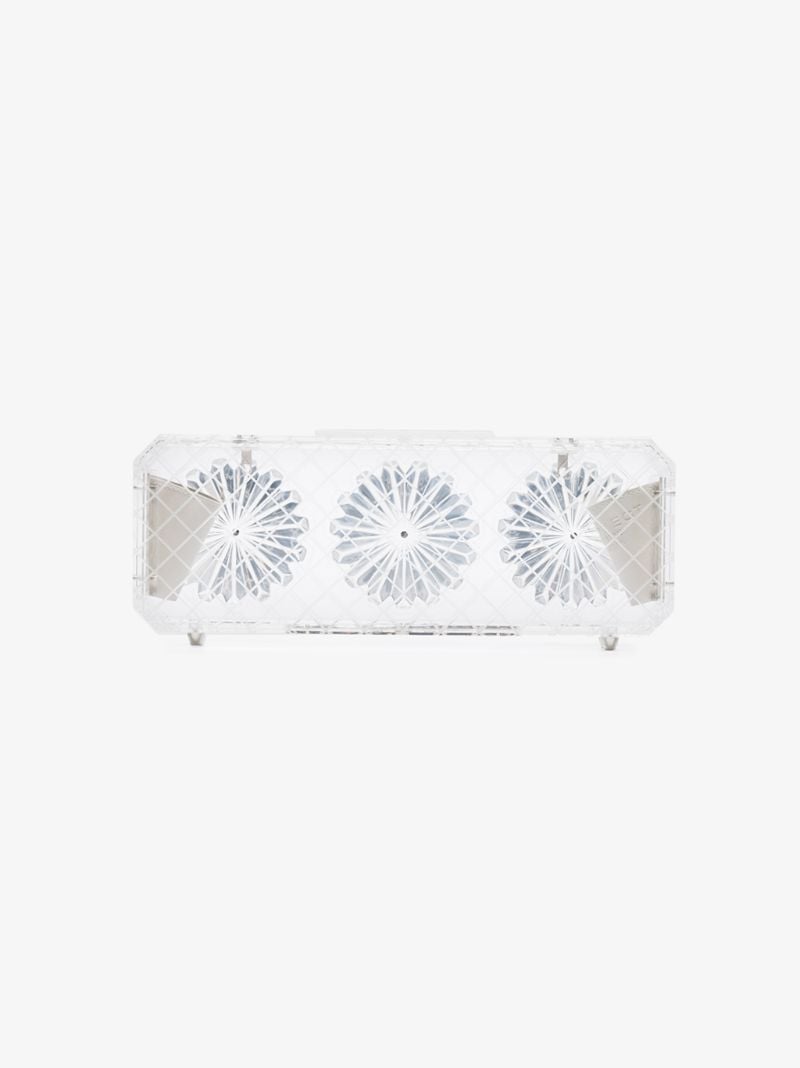 Clear Flower Engraved Chain Strap Acrylic Clutch Bag