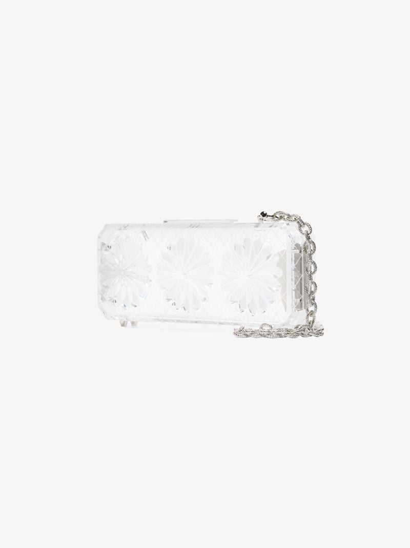 Clear Flower Engraved Chain Strap Acrylic Clutch Bag
