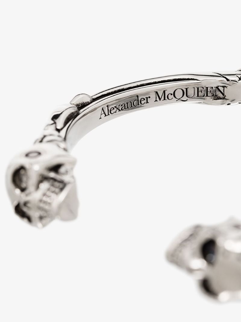 Silver Tone Twin Skull Bracelet