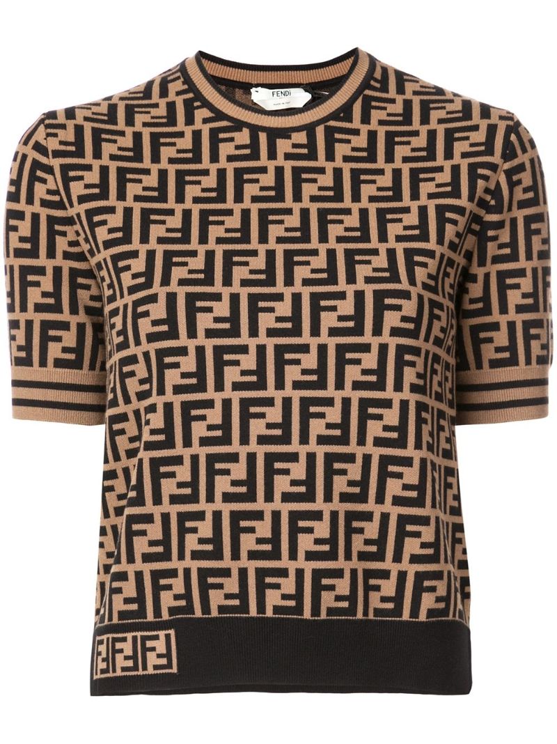 Ff Motif Short Sleeve Sweater