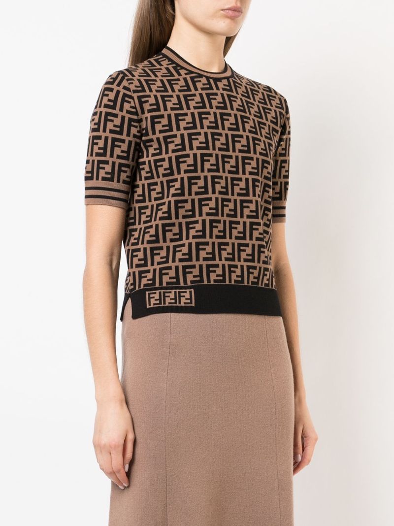 Ff Motif Short Sleeve Sweater