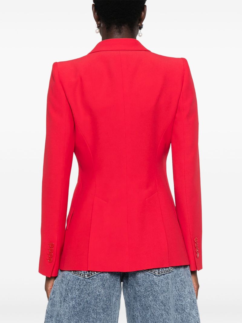Red Single-breasted Crepe Blazer