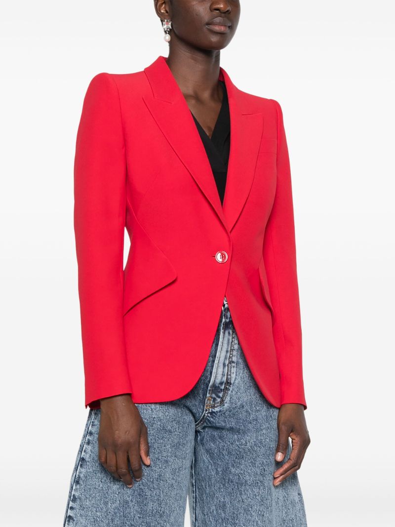 Red Single-breasted Crepe Blazer