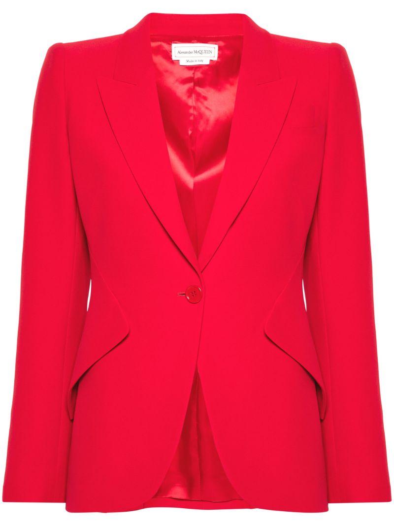 Red Single-breasted Crepe Blazer