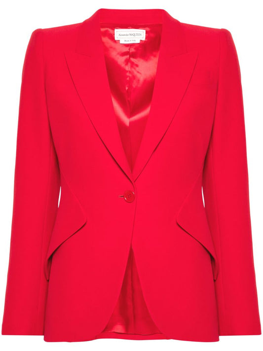 Red Single-breasted Crepe Blazer