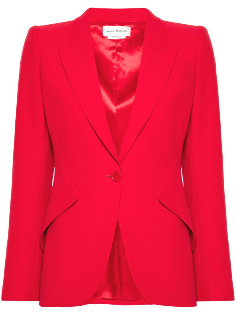 Red Single-breasted Crepe Blazer