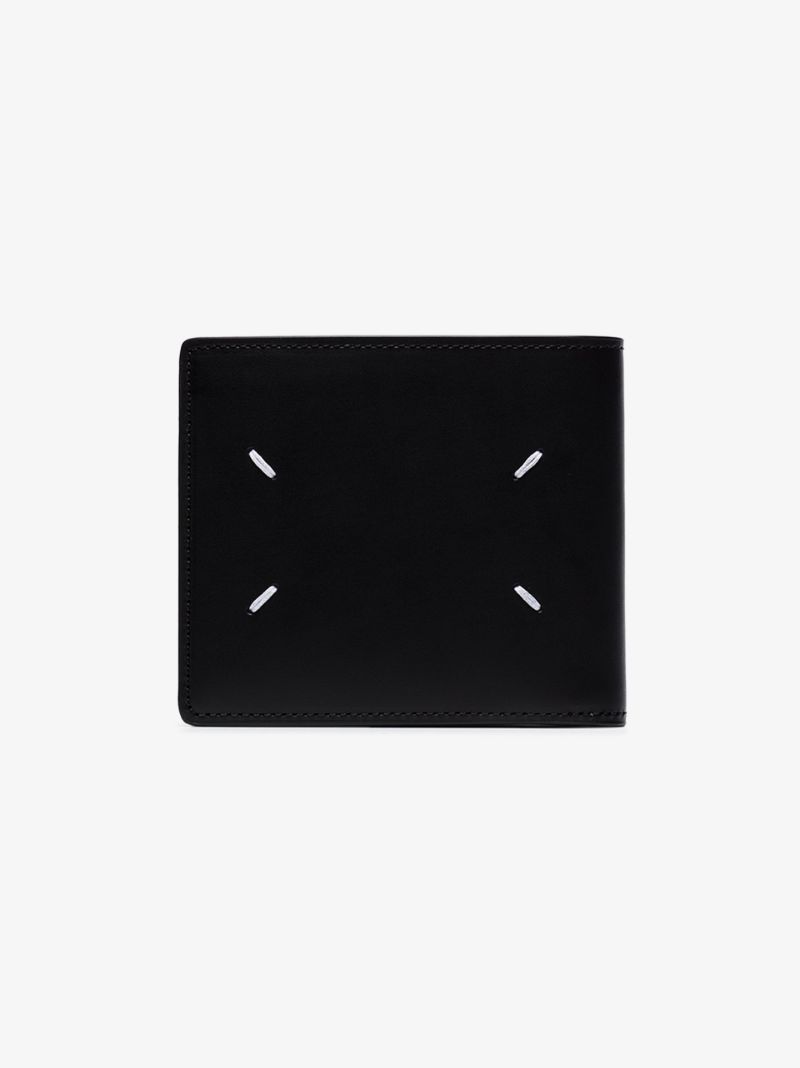 Black 4-stitches Bilfold Leather Wallet