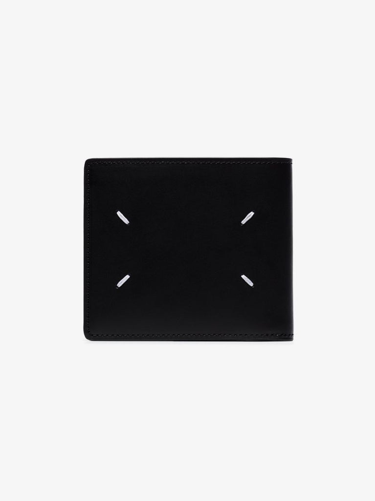 Black 4-stitches Bilfold Leather Wallet