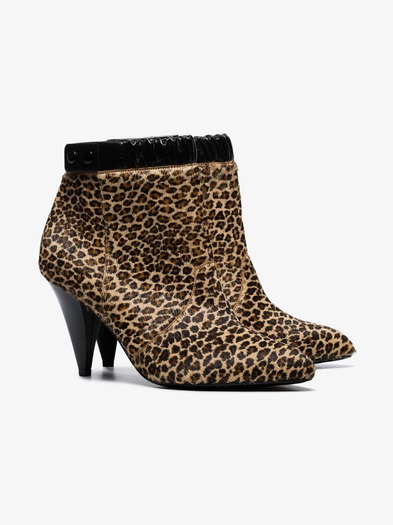 Leopard Print Elastic Strap Boots