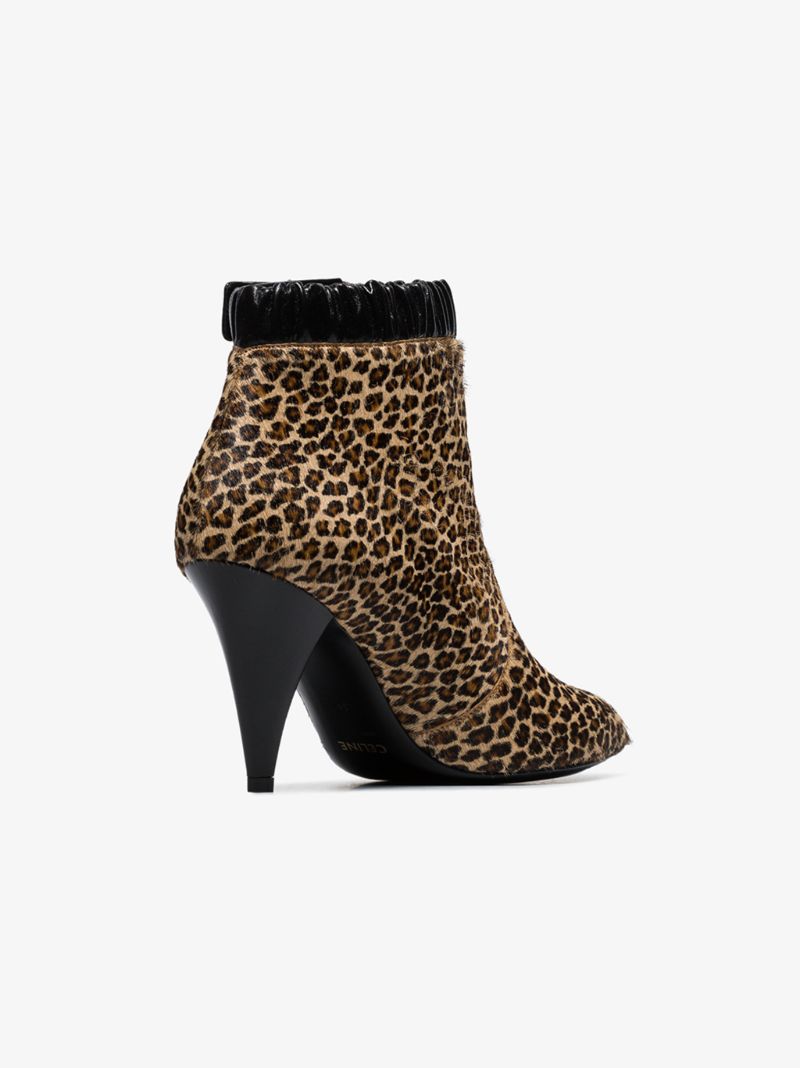 Leopard Print Elastic Strap Boots