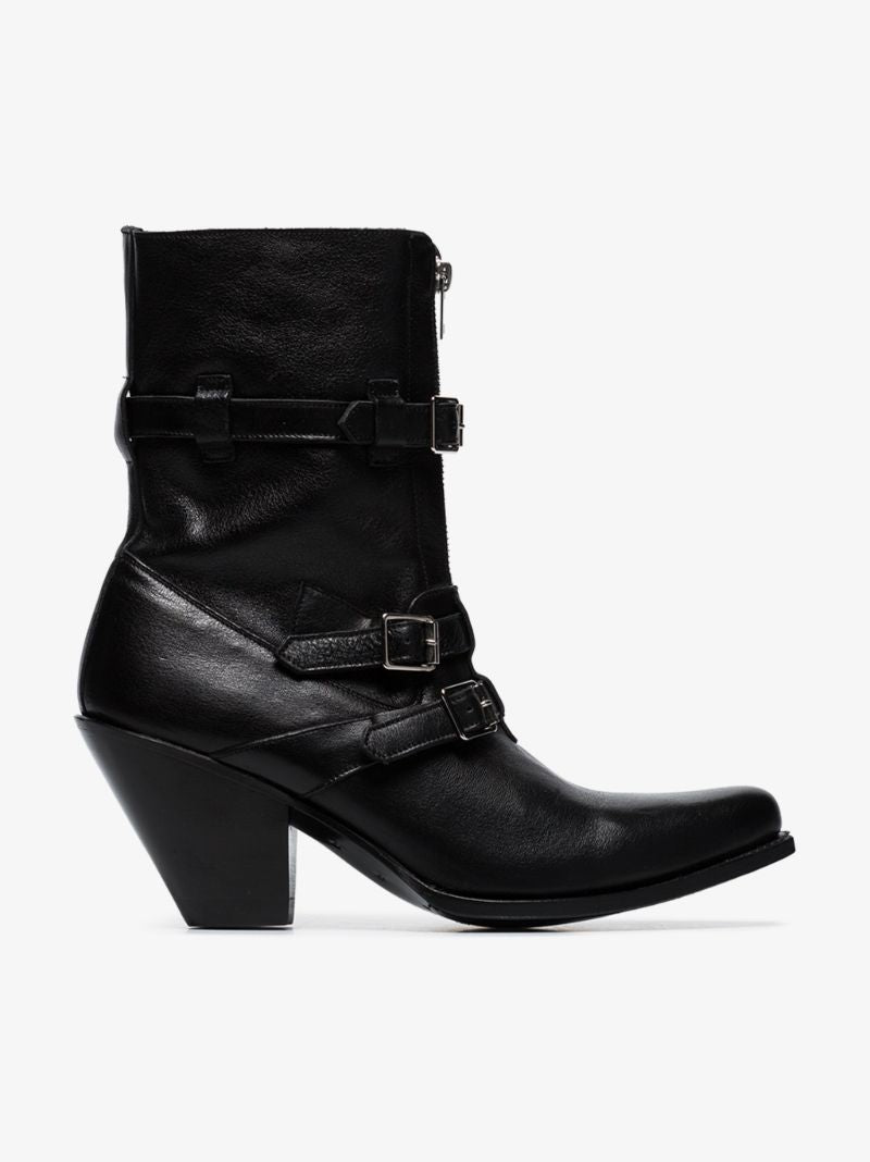 Black 80 Medium Zipped Leather Ankle Boots